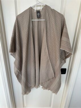 Nuetral Woven Ruana Poncho Shawl Wrap cozycore